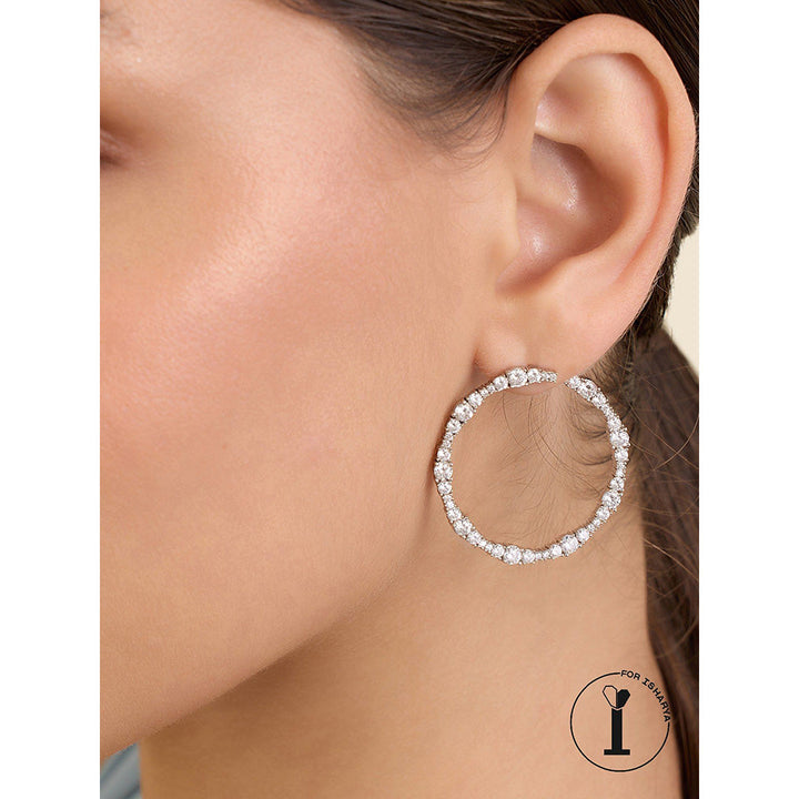 Isharya Silver Circle Hoops In Rhodium Plated