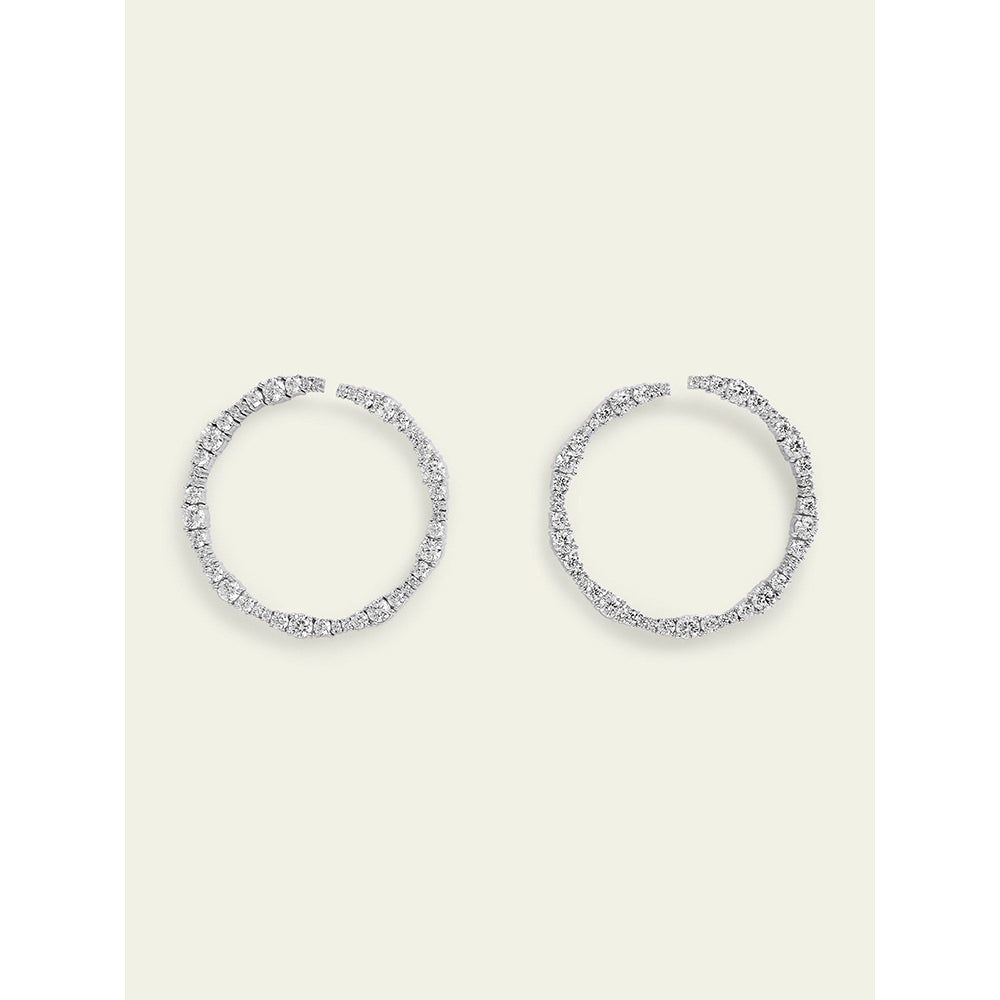 Isharya Silver Circle Hoops In Rhodium Plated