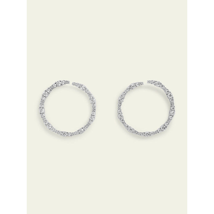 Isharya Silver Circle Hoops In Rhodium Plated