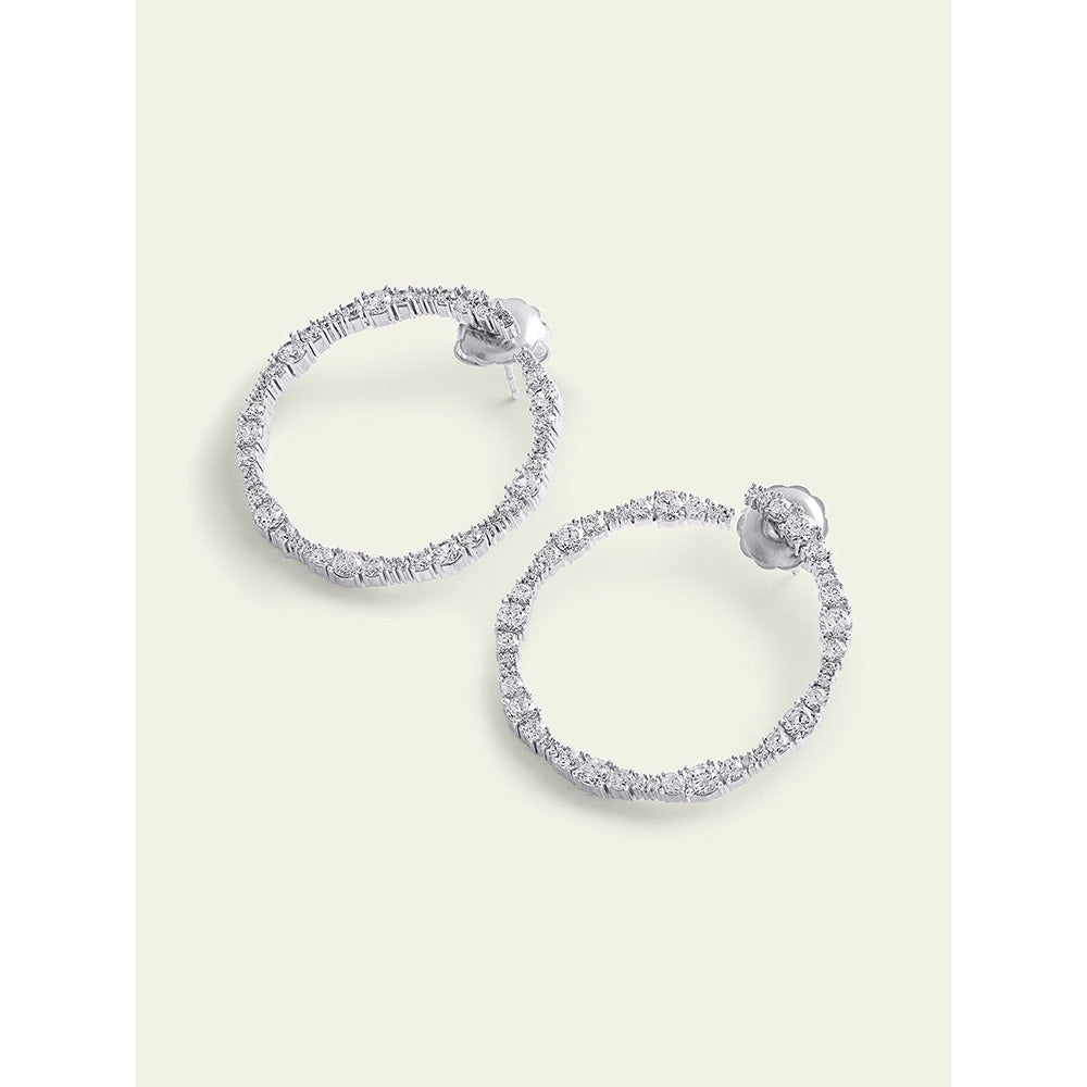 Isharya Silver Circle Hoops In Rhodium Plated