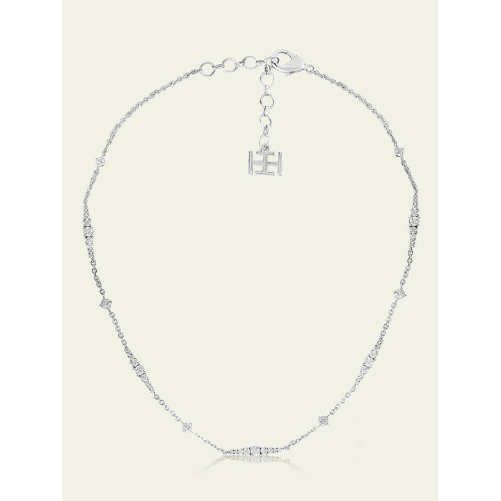 Isharya Silver Chain Necklace In Rhodium Plated