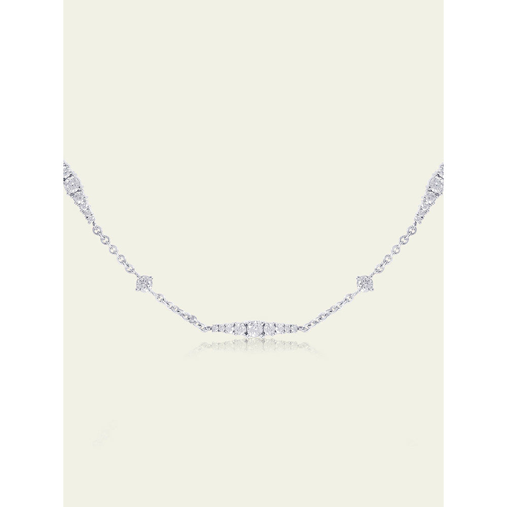 Isharya Silver Chain Necklace In Rhodium Plated