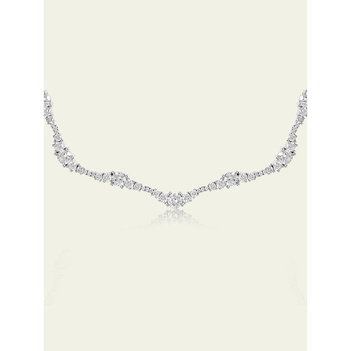 Isharya Silver Wave Necklace In Rhodium Plated