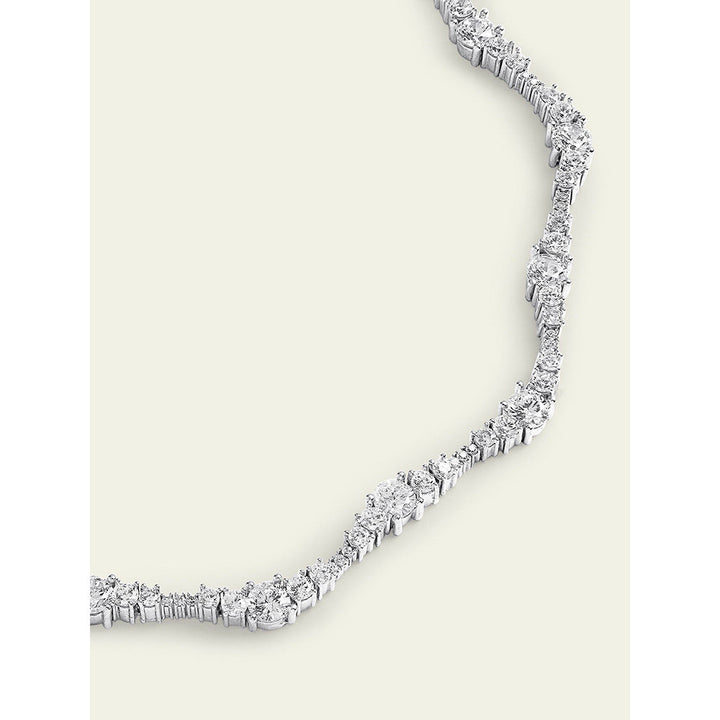 Isharya Silver Wave Necklace In Rhodium Plated