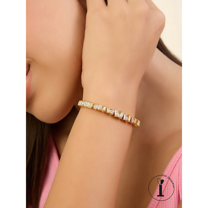 Isharya Abstract Tennis Bracelet In 18Kt Gold Plated