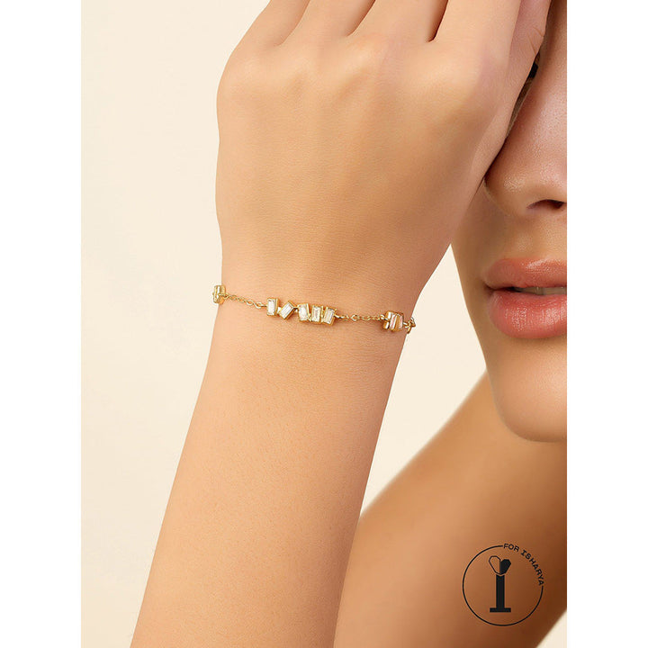 Isharya Abstract Cz Bracelet In 18Kt Gold Plated