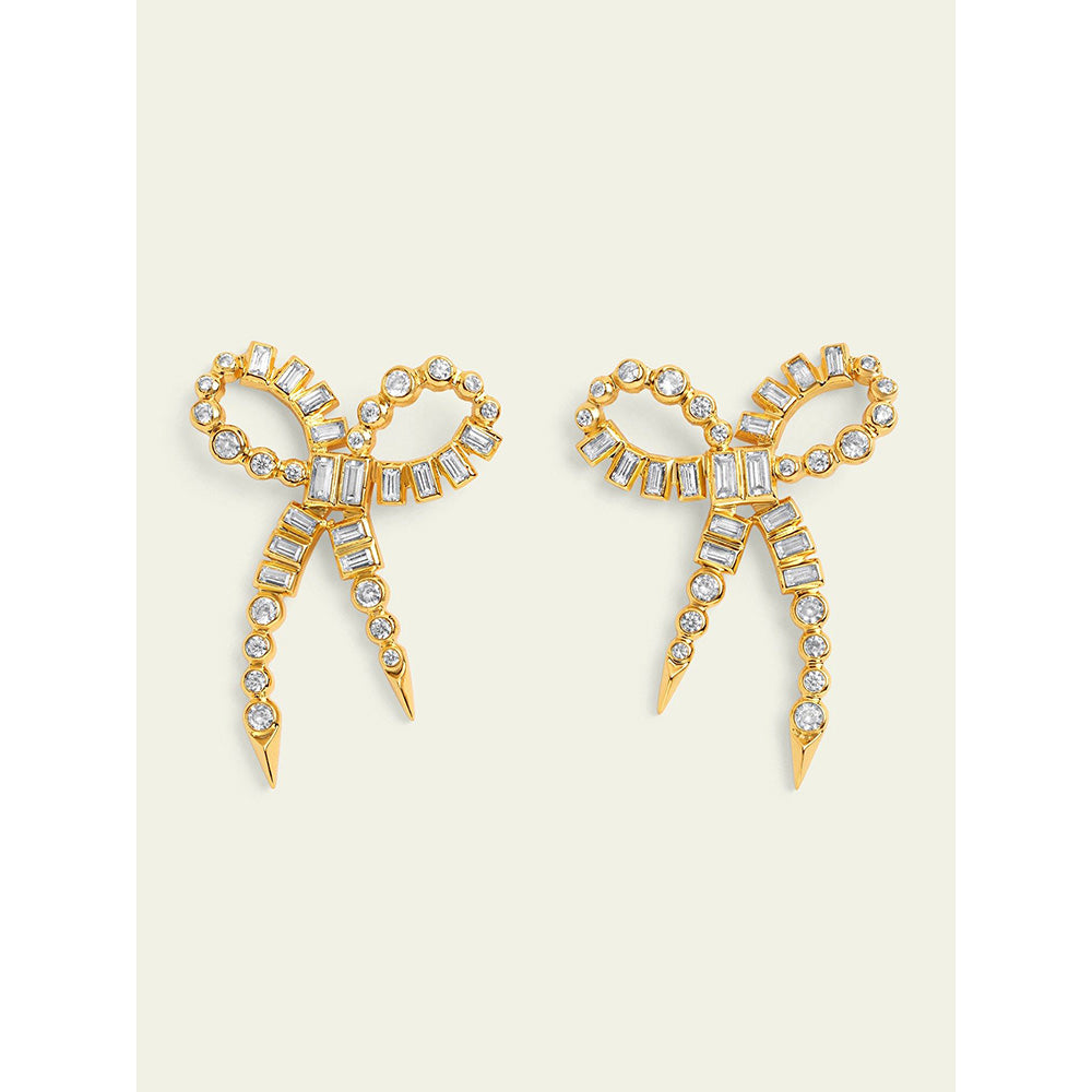 Isharya Bow Spiked Drops In 18Kt Gold Plated