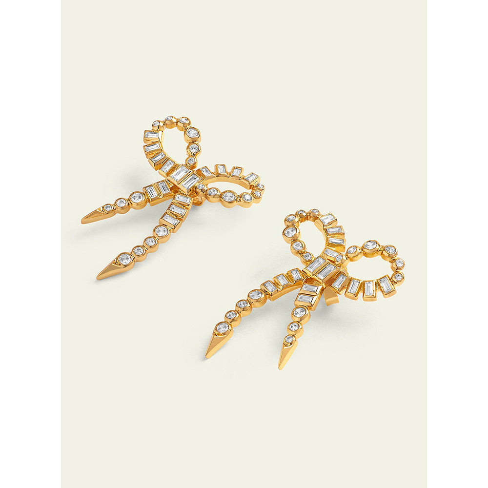 Isharya Bow Spiked Drops In 18Kt Gold Plated