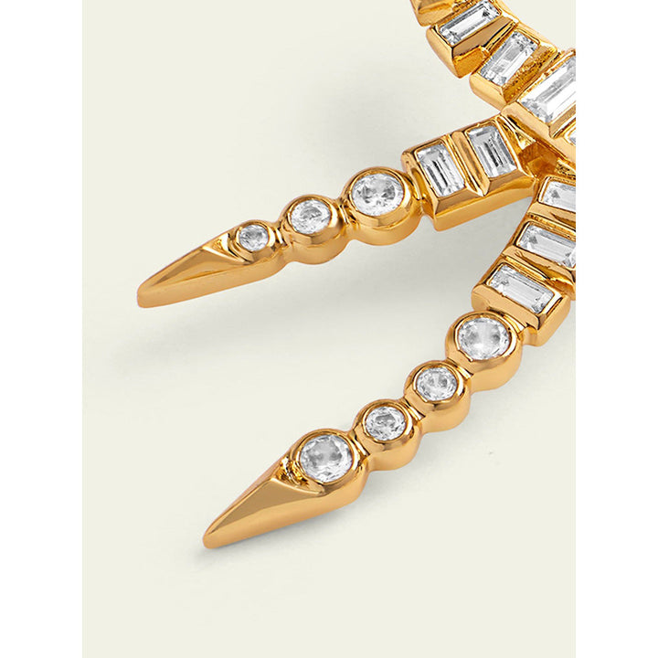 Isharya Bow Spiked Drops In 18Kt Gold Plated