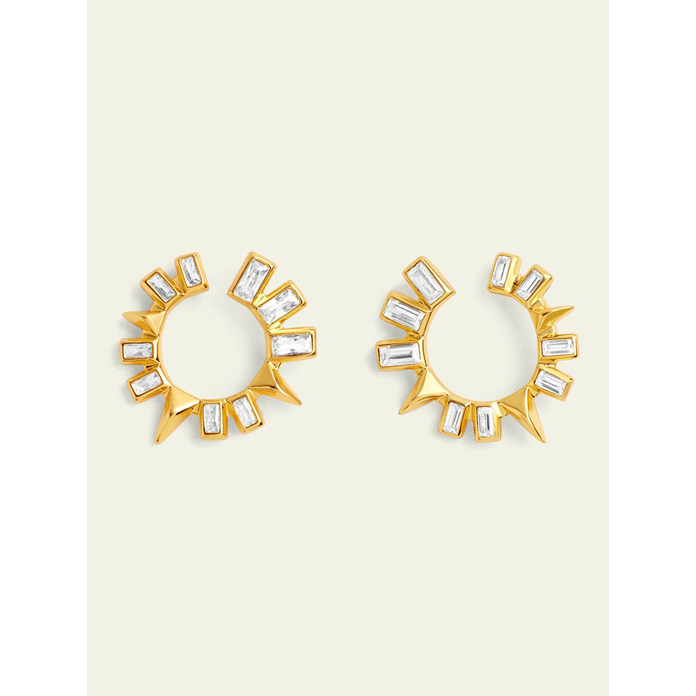 Isharya Round Abstract Studs In 18Kt Gold Plated