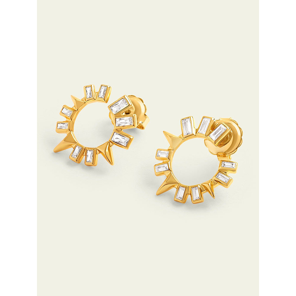 Isharya Round Abstract Studs In 18Kt Gold Plated