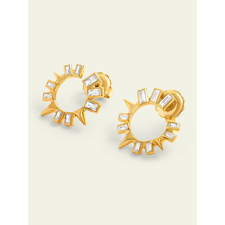 Isharya Round Abstract Studs In 18Kt Gold Plated