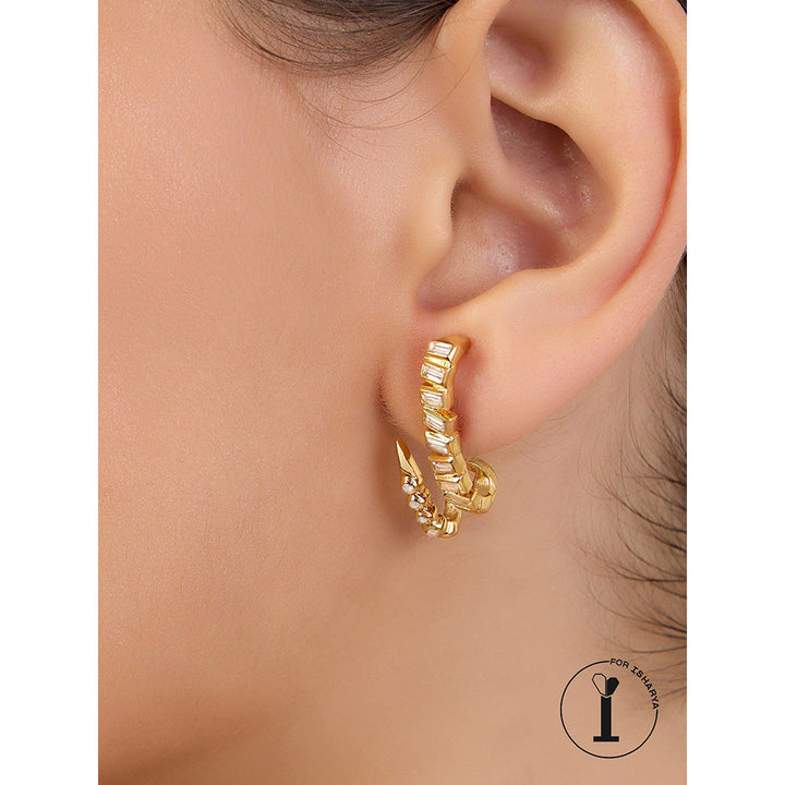 Isharya Spiked Cz Drops In 18Kt Gold Plated