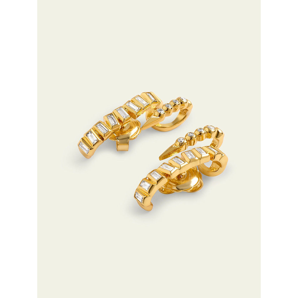 Isharya Spiked Cz Drops In 18Kt Gold Plated