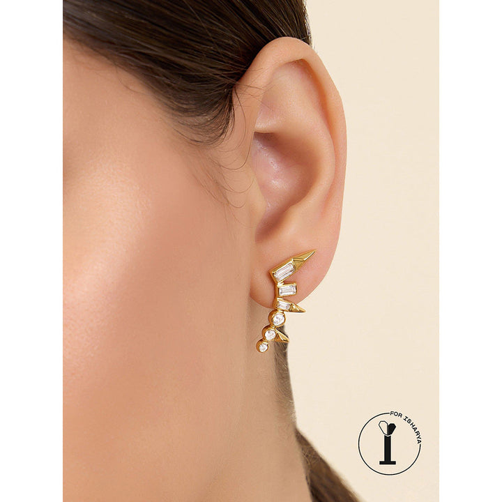 Isharya Spiked Rock Drops In 18Kt Gold Plated