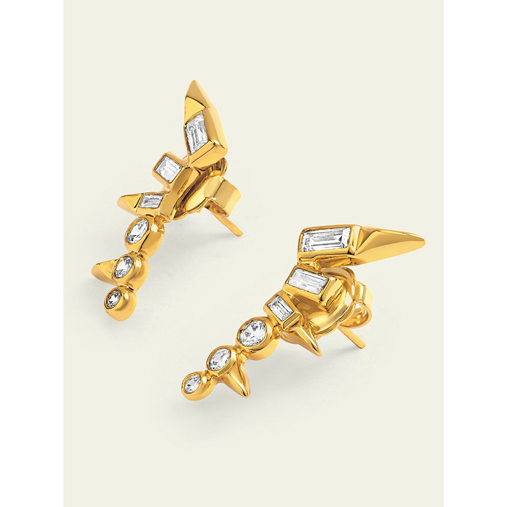 Isharya Spiked Rock Drops In 18Kt Gold Plated