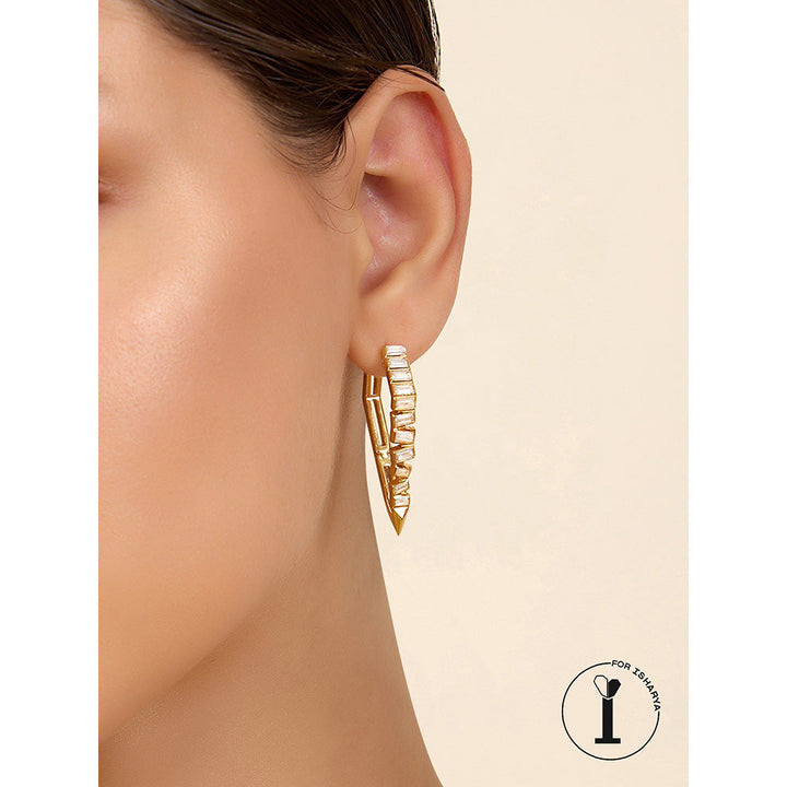 Isharya Gold Spiked Hoops In 18Kt Gold Plated