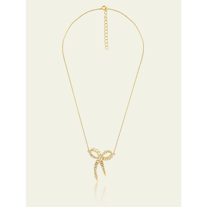 Isharya Bow Spiked Necklace In 18Kt Gold Plated