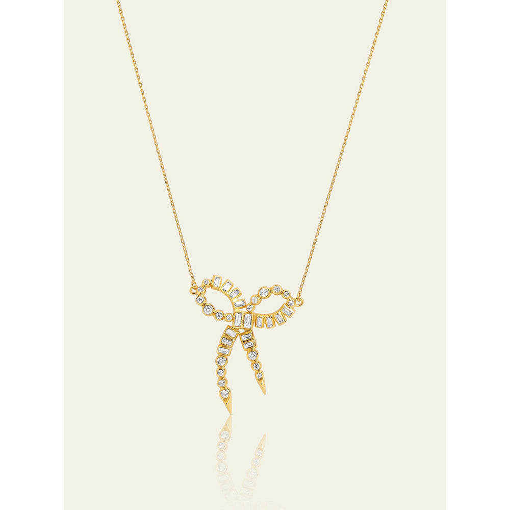 Isharya Bow Spiked Necklace In 18Kt Gold Plated