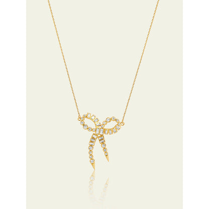Isharya Bow Spiked Necklace In 18Kt Gold Plated