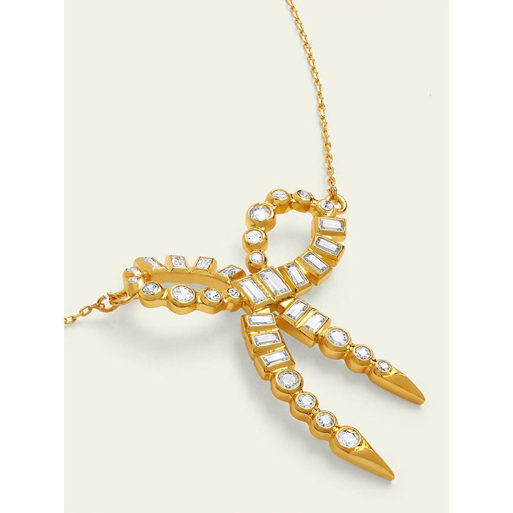 Isharya Bow Spiked Necklace In 18Kt Gold Plated