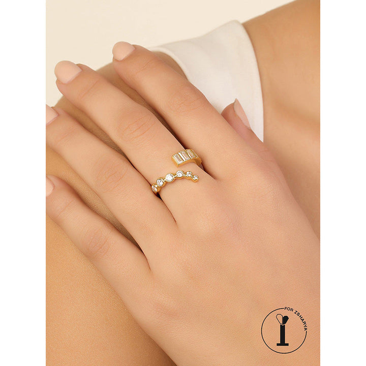 Isharya Abstract Stackable Ring In 18Kt Gold Plated