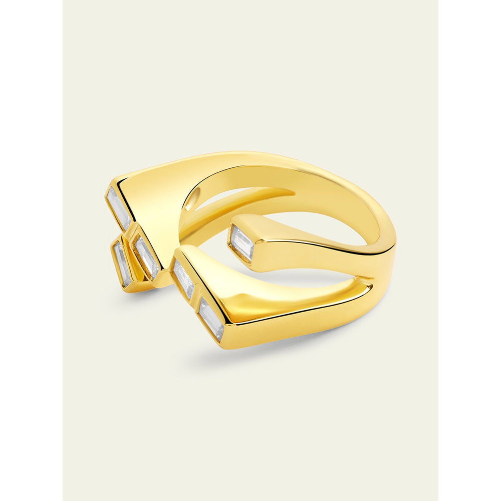 Isharya Gold Cz Ring In 18Kt Gold Plated