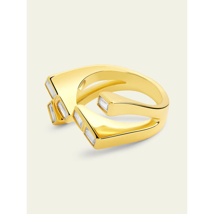 Isharya Gold Cz Ring In 18Kt Gold Plated