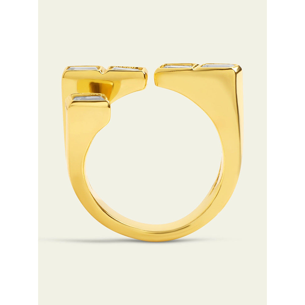 Isharya Gold Cz Ring In 18Kt Gold Plated