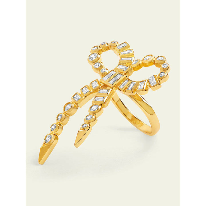 Isharya Bow Spikes Ring In 18Kt Gold Plated