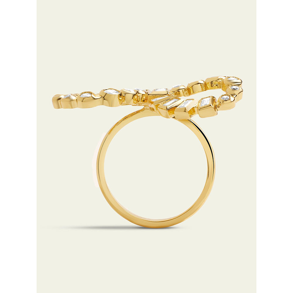 Isharya Bow Spikes Ring In 18Kt Gold Plated