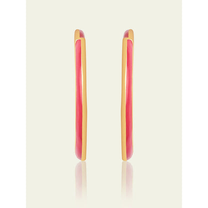 Isharya Pink Enamel Hoops In 18Kt Gold Plated