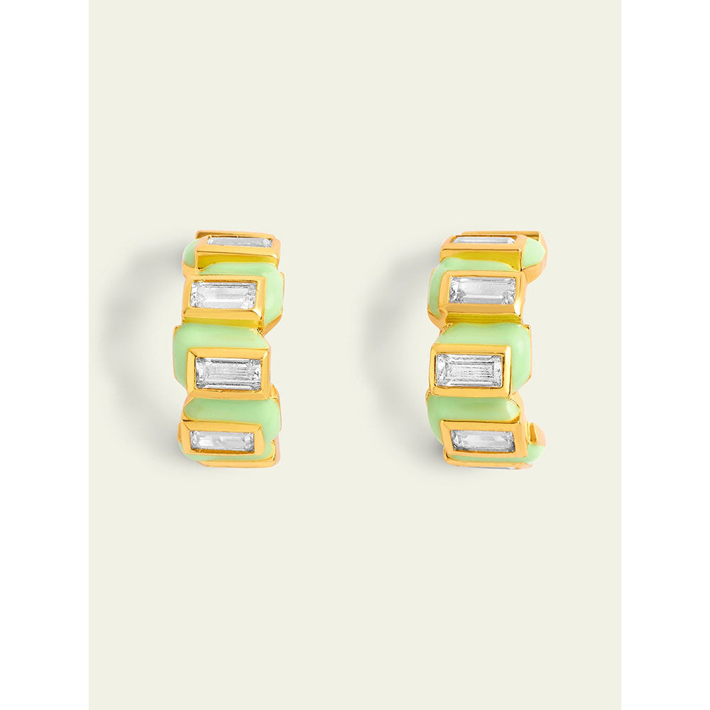 Isharya Green Enamel Ear Cuff In 18Kt Gold Plated