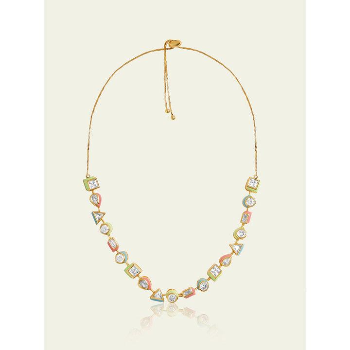 Isharya Multicolour Enamel Necklace In 18Kt Gold Plated