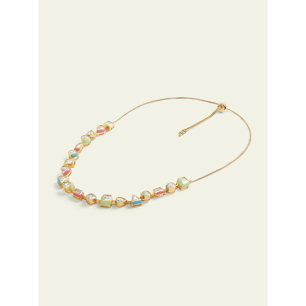 Isharya Multicolour Enamel Necklace In 18Kt Gold Plated