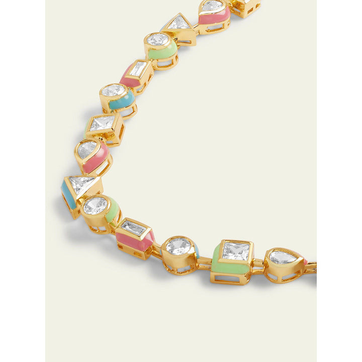 Isharya Multicolour Enamel Necklace In 18Kt Gold Plated