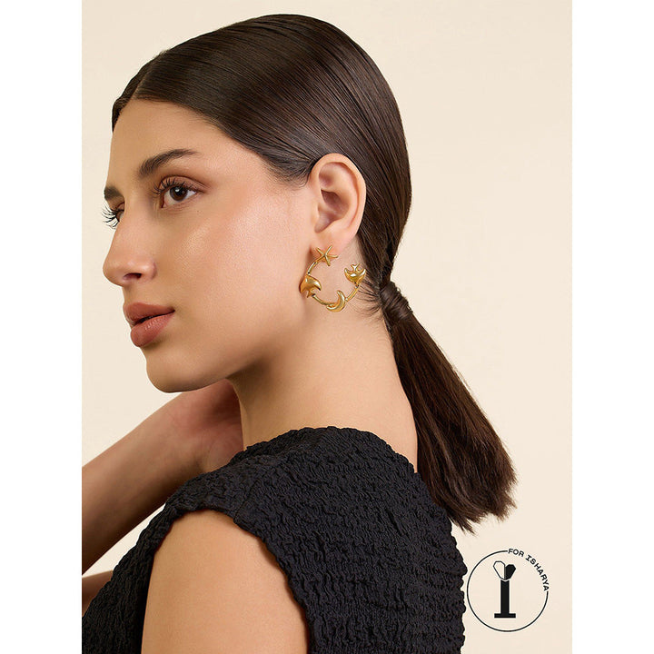 Isharya Aqua Gold Hoops In 18Kt Gold Plated