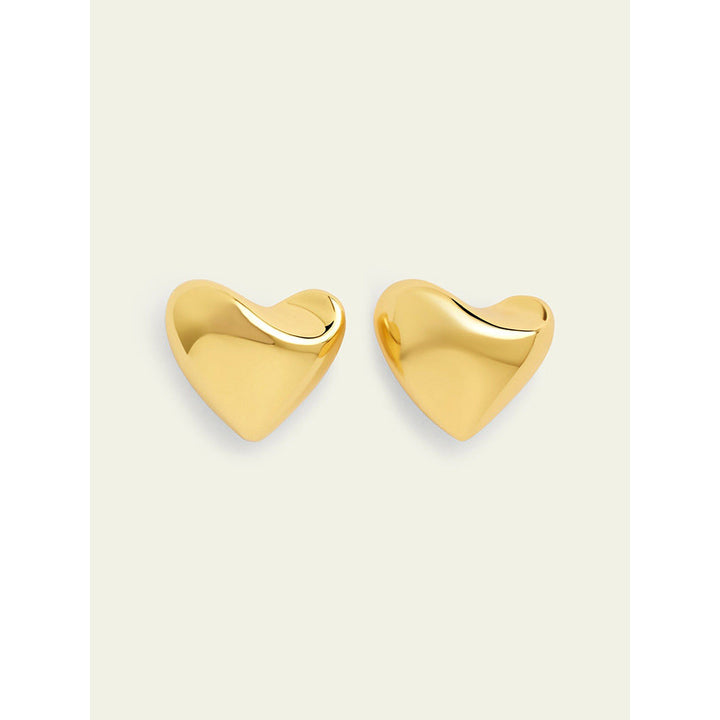 Isharya Maxi Gold Heart Studs In 18Kt Gold Plated