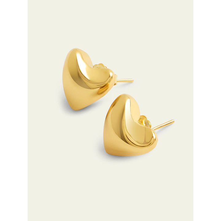 Isharya Maxi Gold Heart Studs In 18Kt Gold Plated