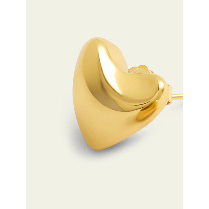 Isharya Maxi Gold Heart Studs In 18Kt Gold Plated