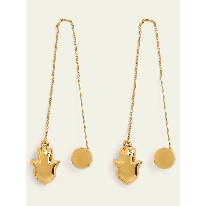 Isharya Gold Hamsa Threader Earrings In 18Kt Gold Plated