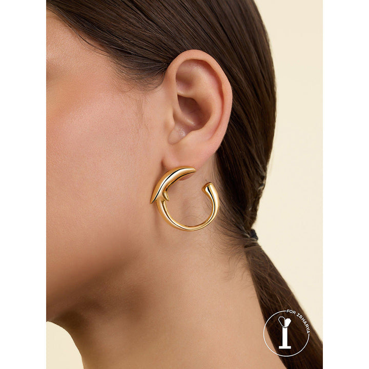 Isharya Gold Dolphin Hoops In 18Kt Gold Plated