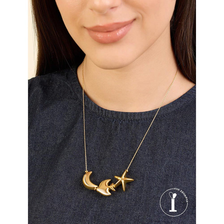 Isharya Aqua Gold Charm Necklace In 18Kt Gold Plated