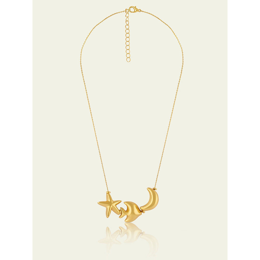 Isharya Aqua Gold Charm Necklace In 18Kt Gold Plated