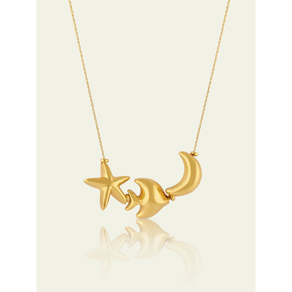 Isharya Aqua Gold Charm Necklace In 18Kt Gold Plated