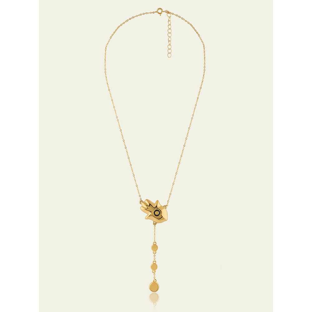 Isharya Gold Hamsa Lariat In 18Kt Gold Plated