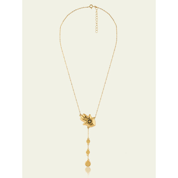 Isharya Gold Hamsa Lariat In 18Kt Gold Plated