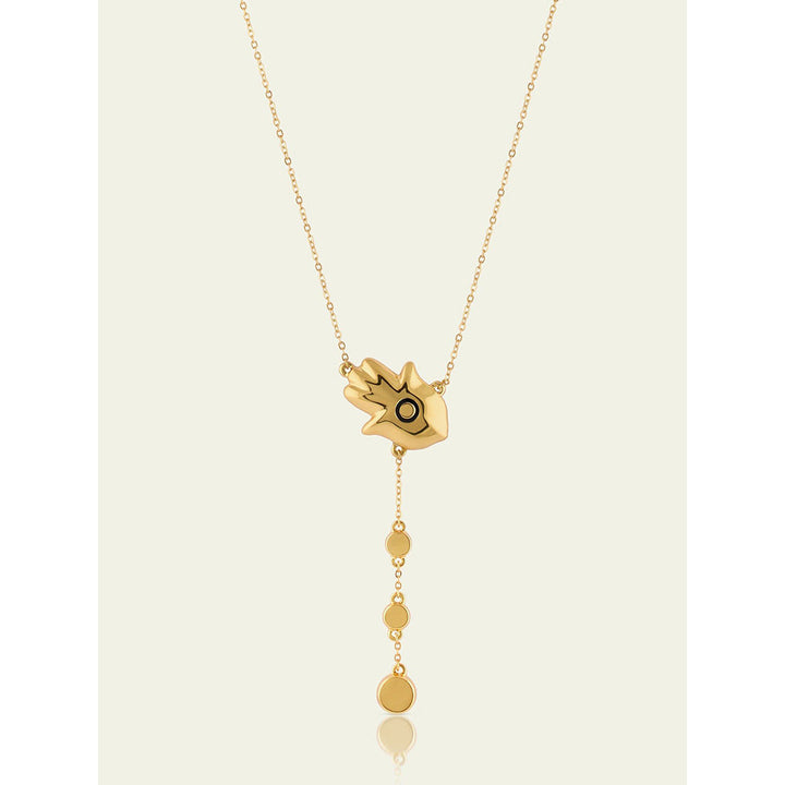 Isharya Gold Hamsa Lariat In 18Kt Gold Plated