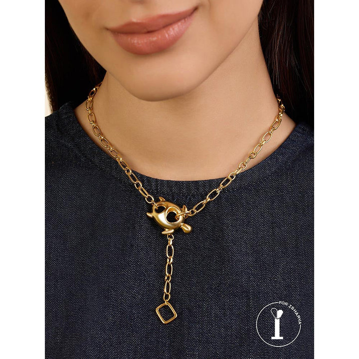 Isharya Gold Turtle Chain Lariat In 18Kt Gold Plated