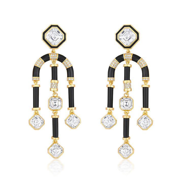 Isharya Gold Moss Chandelier Crystal Earrings In 18kt Gold & Signature Colored Plating